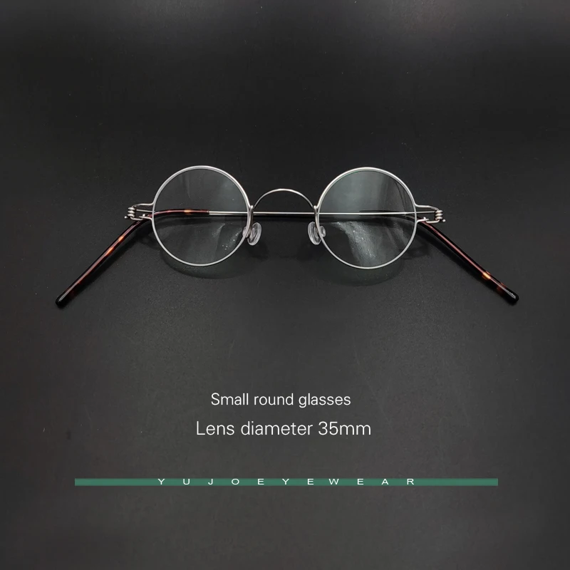 Vintage runder Durchmesser 35mm Myopie verschreibung pflicht ige Brille handgemachte lichte mpfindliche Vergrauung, braune Lesebrille Image