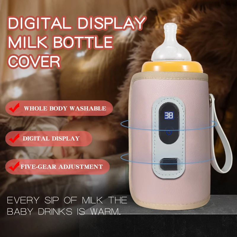 Tragbare Isolierhülle für Babyflaschen, Isoliergerät für Babymilch mit LCD-Bildschirm, USB-Isolierflasche für Autoreisen, Porta Image