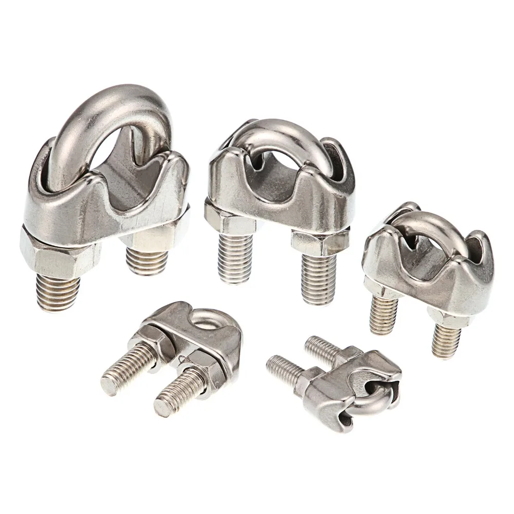 10 Stück Silber A2 Edelstahl U-Bolzen Typ Drahtseilklemme M2 M3 M4 M5 M6 M8 M10 M12mm Klemmbolzen Haushaltsbeschläge Arbeiten Image