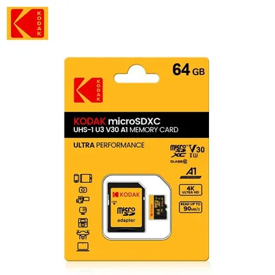 KODAK Micro SD-Speicherkarte 512 GB 256 GB bis zu 90 MB/s Class10 U3 32 GB 64 GB 128 GB TF-Karte 4K HD für USB-Kartenleser-Adapter Microsd