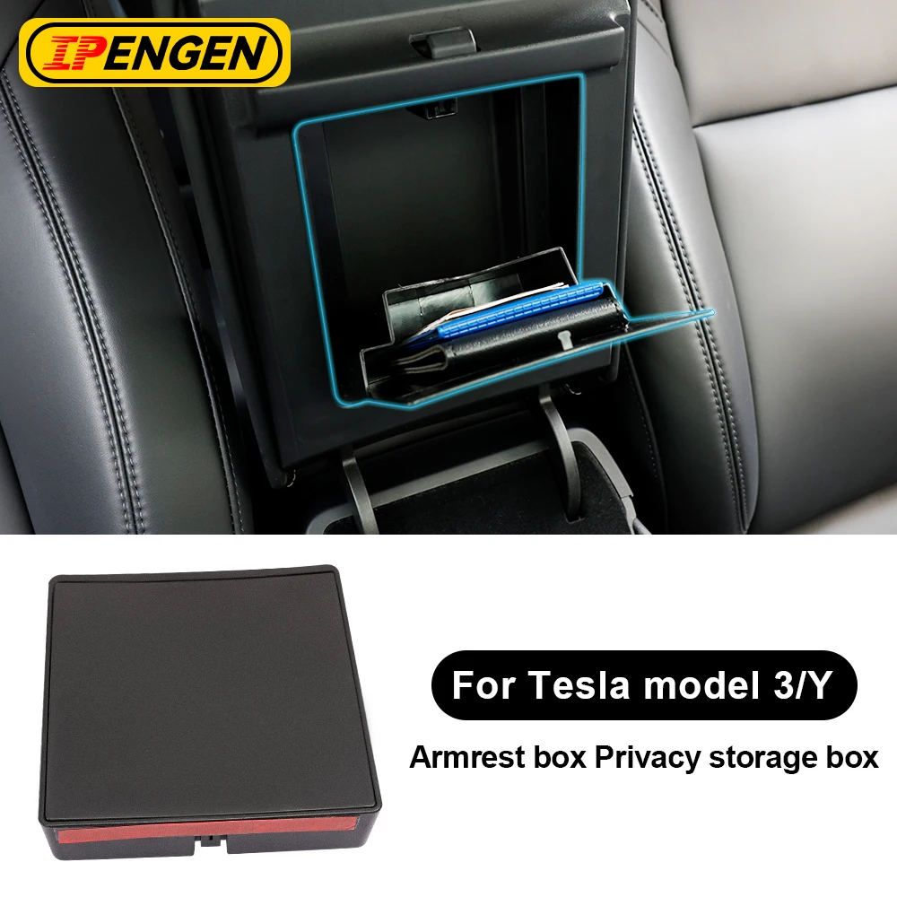 IPENGEN Für Tesla Modell 3 Y 2023 2022 Auto Armlehne Halter Box Center Konsole Organizer Armlehne Versteckte Lagerung Box Zubehör Image