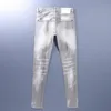 Mode Designer Split männer Jeans Hohe Qualität Retro Grau Elastische Slim Fit Gemalt Jeans männer Straße Hip Hop marke Hosen Hombr