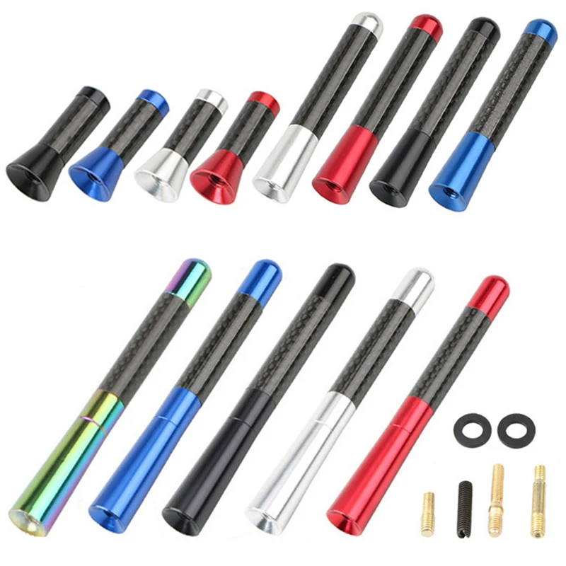 Carbon Faser Auto Dach Antenne Universal 3,5 cm 8 cm 12 cm Schwarz Rot Blau Bunte Radio Antenne Antenne set Auto Styling Zubehör Image