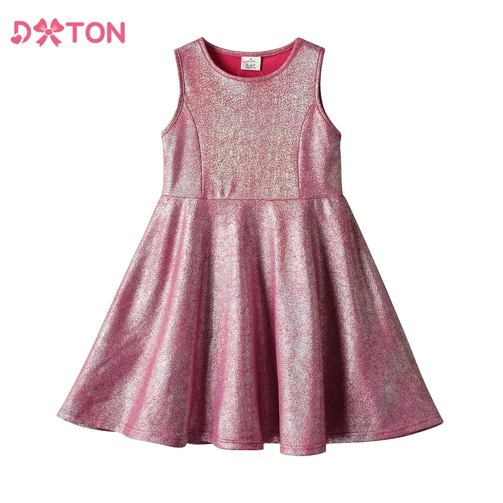 DXTON Sommer Kinder Mädchen Kleid Ärmellose Outdoor Casual Kinder Kleider Für Mädchen Polyester Tank Teen Kleid Solide Kinder Kleidung Image
