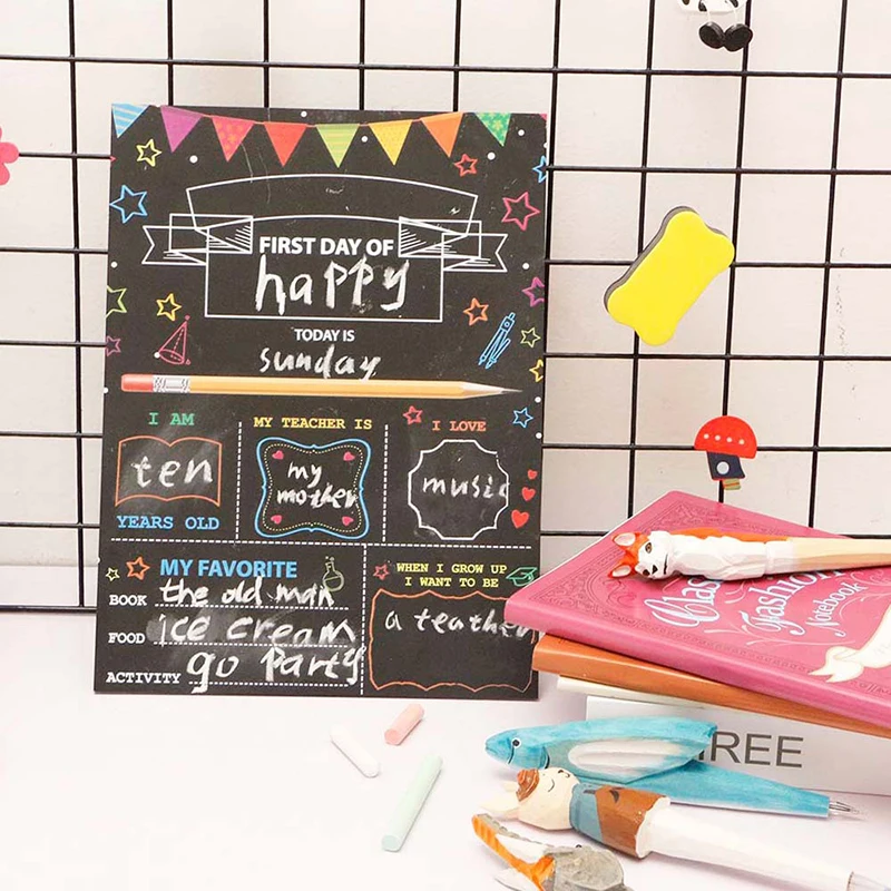 Holz doppelseitige Tafel Kreide DIY Holz Handwerk Kinder Belohnung Geschenke Kindergarten lernen Werkzeuge Lehrmaterial Image