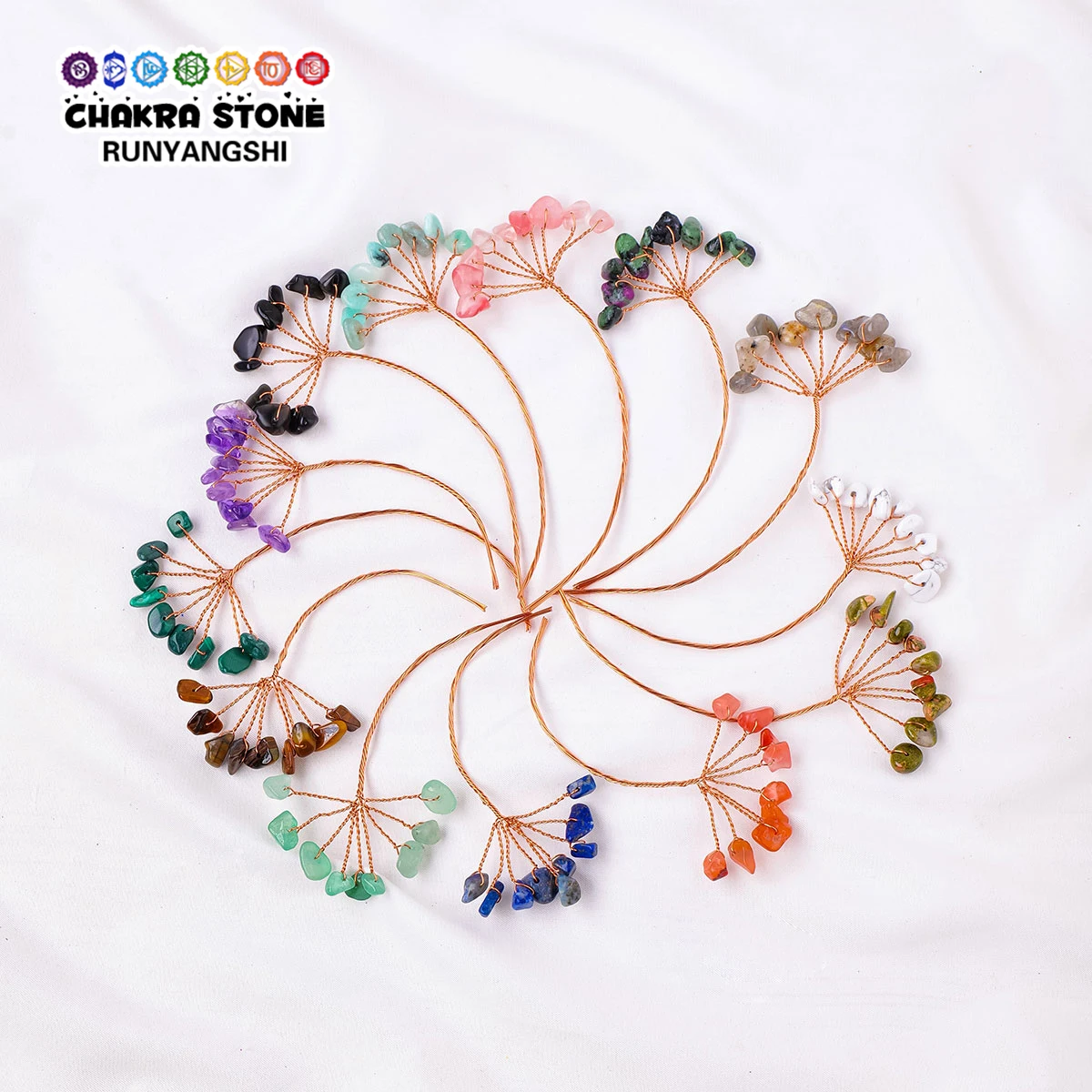 10 Stück Natur kristalls tein Kies langstieligen Blumen baum DIY Halbzeuge zufällige Material heilung Heim dekoration Image