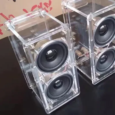 3 zoll Acryl box bücherregal computer desktop musik gaming studios Audio Lautsprecher Passive sound Image