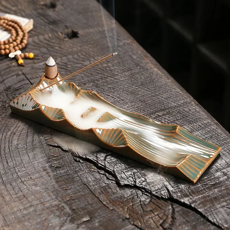 1 Stück, kreatives Keramik handwerk für Wohn accessoires Rückfluss Weihrauch brenner hand gefertigter Räucher stäbchen halter (ohne Weihrauch) Image