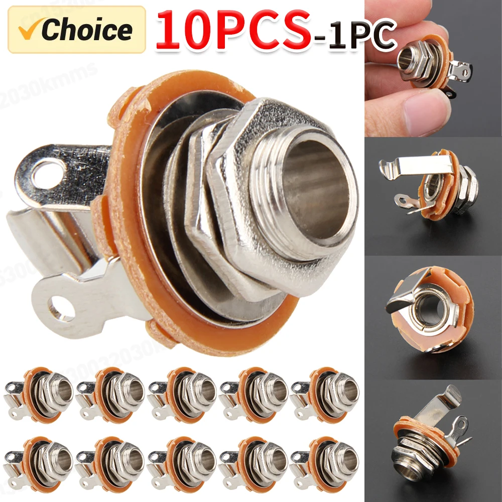 1-10 Stück E-Gitarren-Eingangs buchse für alle E-Gitarren-Bassgitarren 1/4 Zoll 2-Leiter-Mono-Klinkenbuchse Mutter & Unter leg scheibe Image