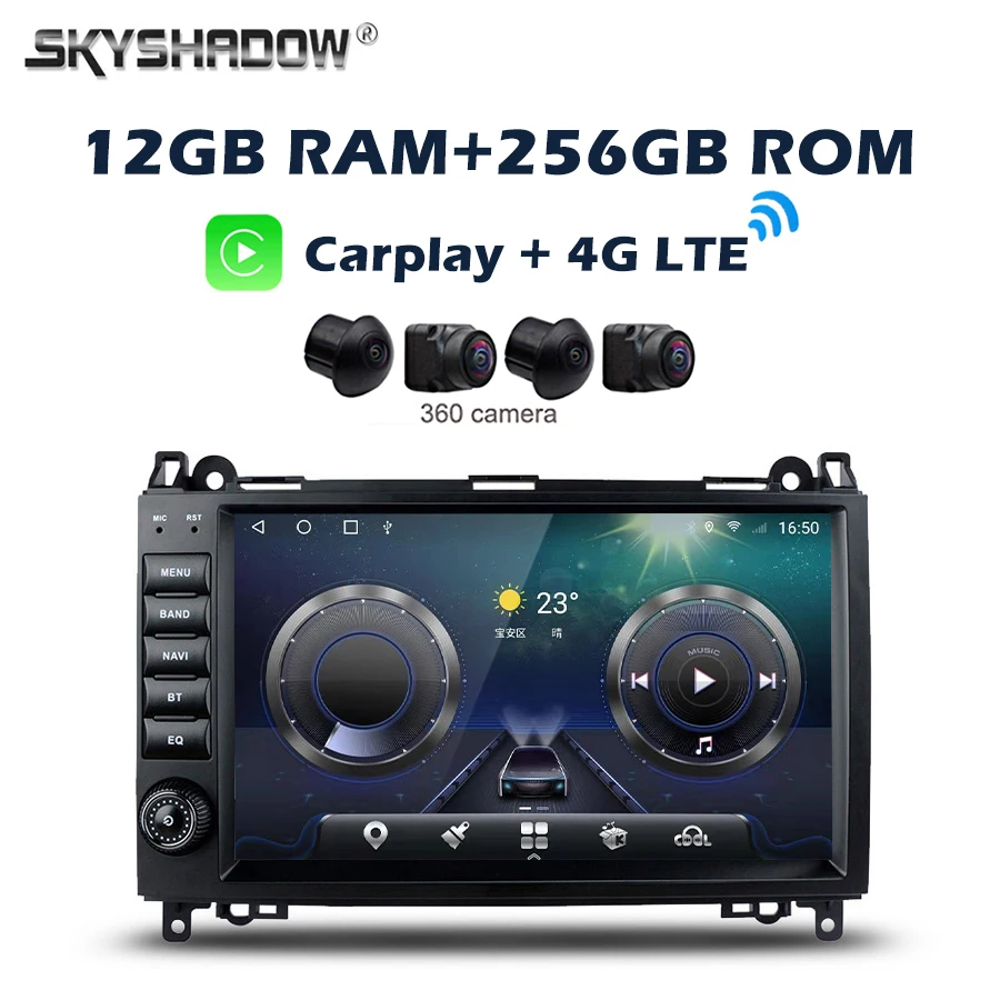12G + 256G LTE Carplay Auto Android 14 9 "IPS Auto DVD Player GPS WIFI Bluetooth Radio für Benz B200 W169 W245 Viano Vito Sprinter Image