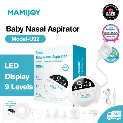 MAMIJOY Baby Nasal Aspirator Electric Nose Cleaner with Built-In Music & Night Light Rechargeable Nose Booger Sucker for Babies