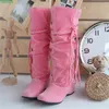 Rosa geflochtene Seil Quaste Stiefel Frauen 2024 Winter Neuankömmling solide runde Zehen 35-43 Größe sexy Modenschau Party flache Schuhe