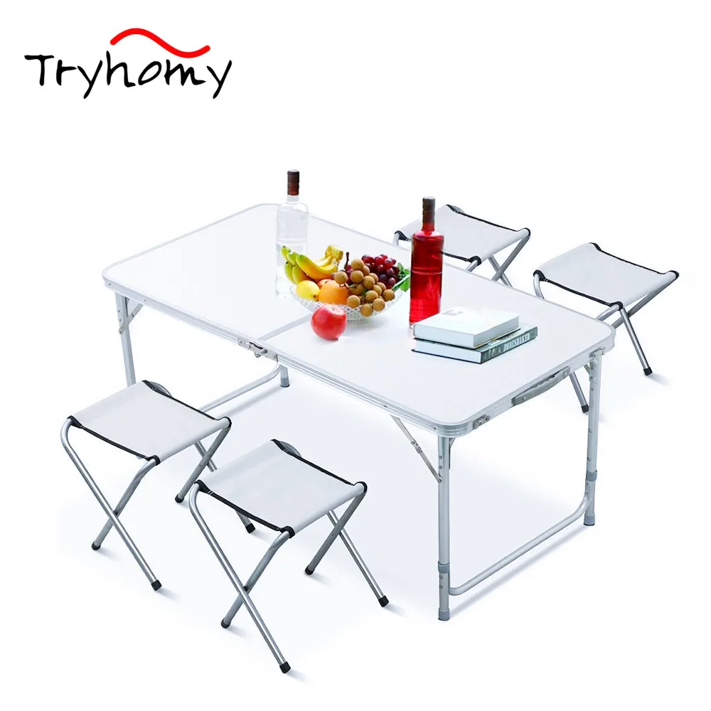 Tryhomy Folding Camping Tisch Für 4 Personen Klapptisch und Stühle Set 3 Höhe Einstellbar Camping Tisch Für Picknick BBQ neue