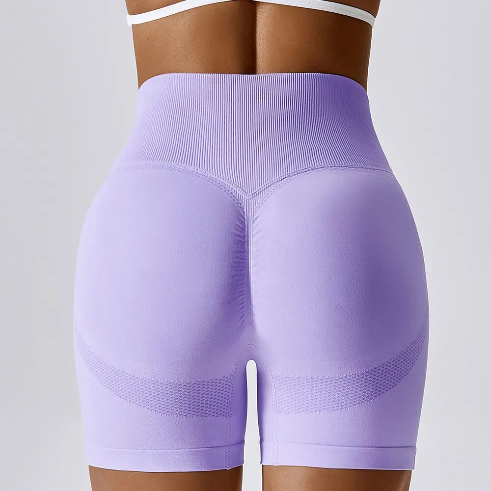 CZGUKE Damen-Shorts für Radfahren, Joggen, Fitness, Sport, nahtlos, hohe Taille, Hüftlift, Gym-Shorts, enge Yoga-Kleidung Image