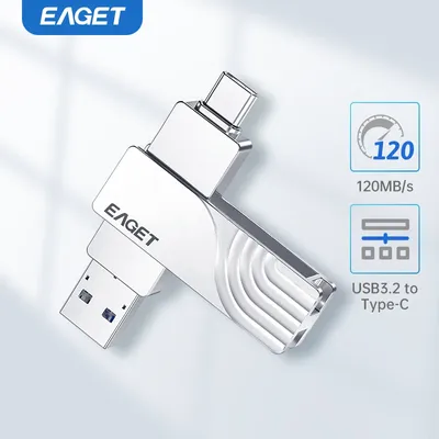 EAGET CF30 USB 3. 2 Typ C auf USB-Flash-Laufwerk, 1 Zähne, 32 GB, 2 in 1 USB 3.2 Memory Stick, Flash-Disk, Typ-C-Stick Image