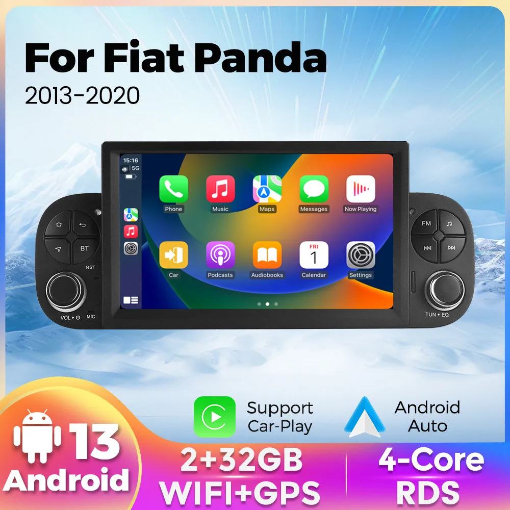 Android 13 intelligentes system autoradio für fiat panda 2013-2020 navigation gps multimedia video player touchscreen wifi swc intelligente systeme für autos carplay carplay für auto autoradio android