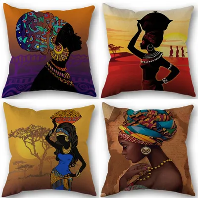 1 Stück afroamerikanische Frau, quadratischer Kissenbezug, Heimdekoration, Raumdekoration, Image