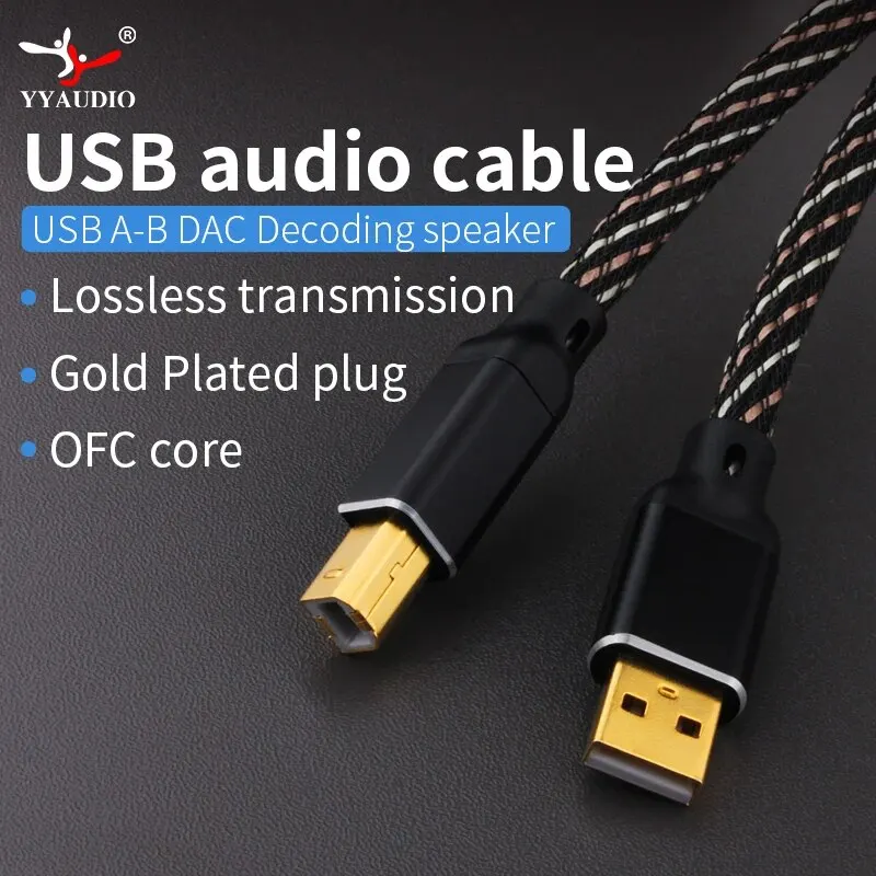 YYAUDIO HIFI USB OTG Kabel USB Typ A auf B USB Kabel 6N OFC Typ C auf B Audio Kabel Decoder DAC Soundkarte A-B Schild USB Kabel Image