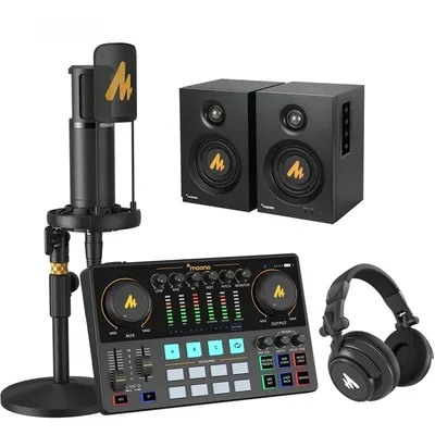 Maono Studio Audio Interfaces DJ Mixer XLR Kondensatormikrofone Lautsprecher Podcast-Ausrüstung Image