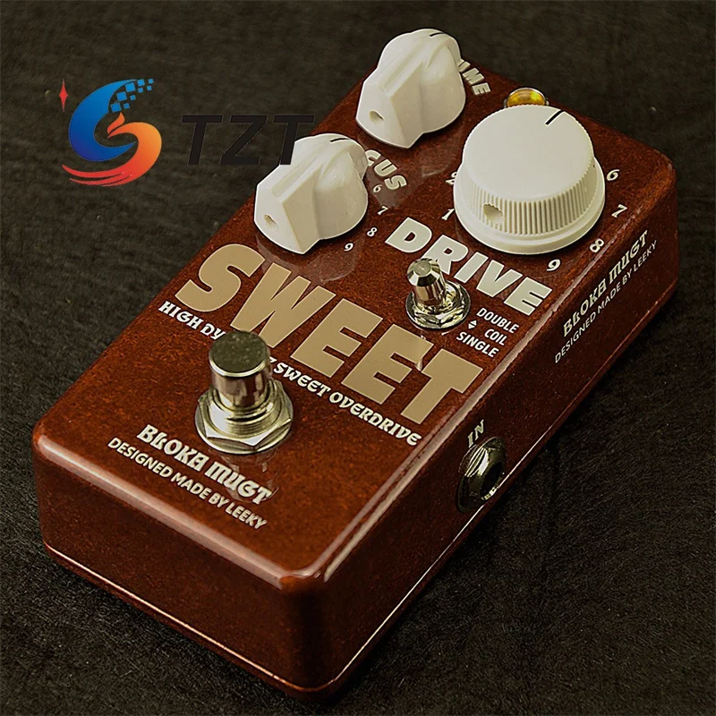 TZT High Dynamic Sweet Drive Overdrive Pedal Vintage Bernstein Gitarrenpedal für Single-/Dual-Coil-Tonabnehmer Image