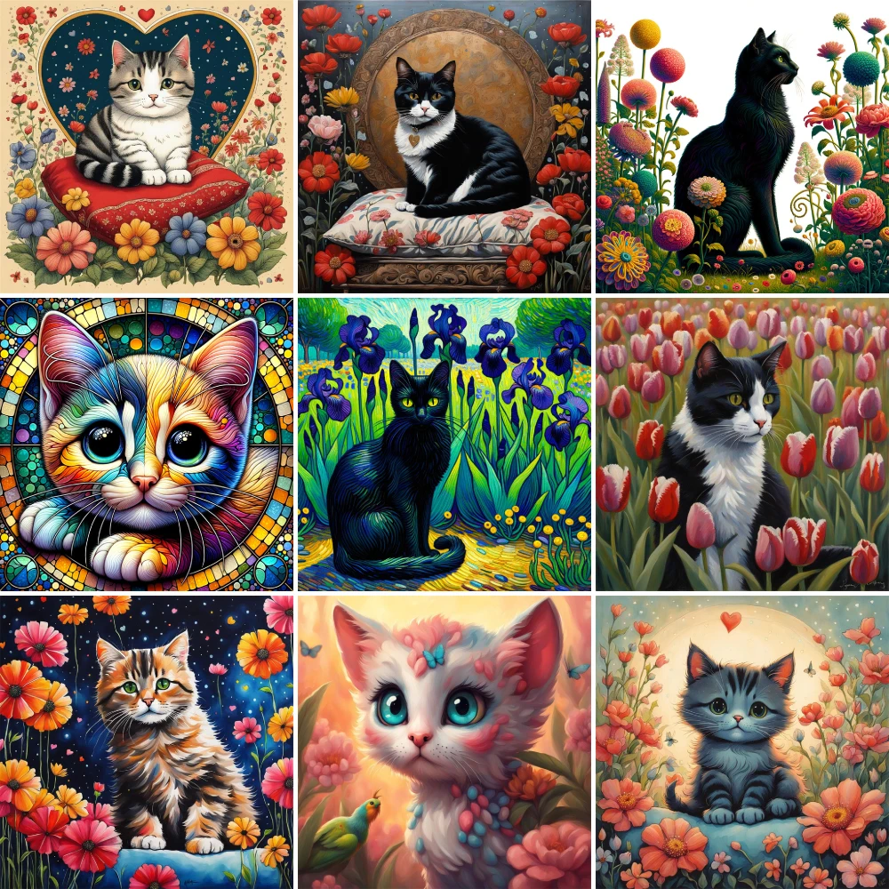 Tier Katze Blumen Malen Nach Zahlen 20x30 Handwerk Liefert Für Erwachsene Wand Dekor Kind Geschenk Dropshipping Kostenloser Versand 2023 NEUE Image