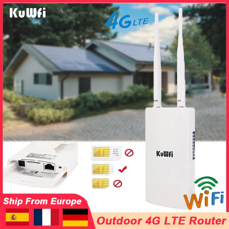 KuWfi 300Mbps CAT4 4G LTE Router Outdoor Wasserdicht 2,4G Wireless WiFi Router Abnehmbare Antenne mit POE WAN Port Sim Karte Slot Image