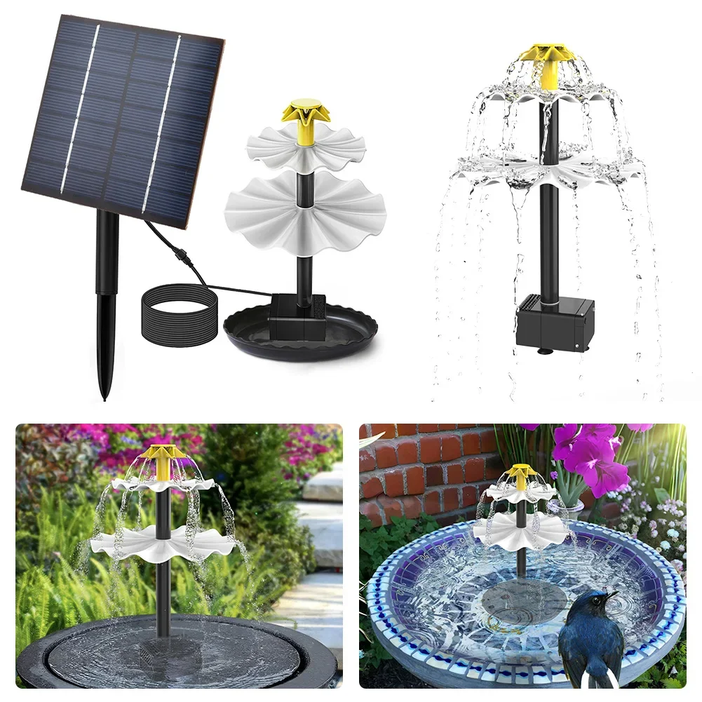 3-stufiger Wasser brunnen mit Solar panel Solar vogel bad brunnen 3,5 w Springbrunnen pumpe Multifunktion für Innenhof-Terrassen balkon