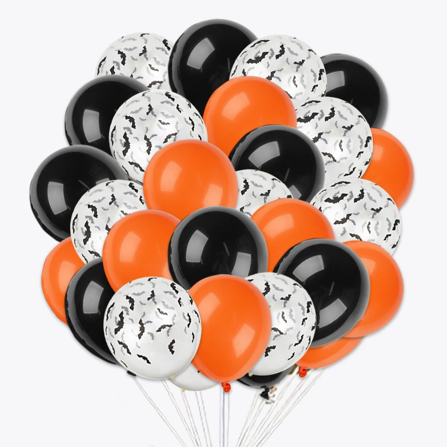 Halloween dekoration 30 stücke ballons fledermaus druck latex ballon schwarz orange dekorativ für halloween party wohnkultur Image