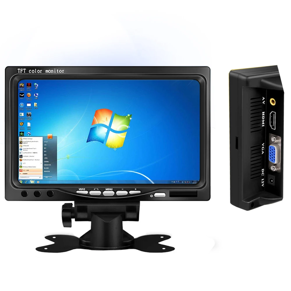 1024 x Auflösung 7 Zoll kleiner LCD-Auto monitor mit AV / VGA/HDMI-Eingang für Himbeer-Pi/CCTV / PC Image