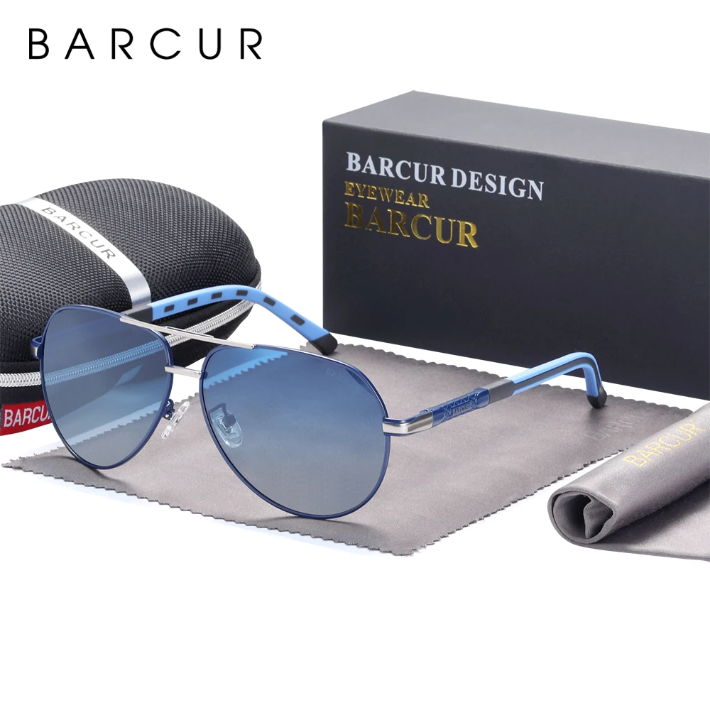 BARCUR Design Polarisierte Sonnenbrille für Männer Frauen Sonnenbrille mit Farbverlaufslinse Klassisches Brillenzubehör Oculos Image