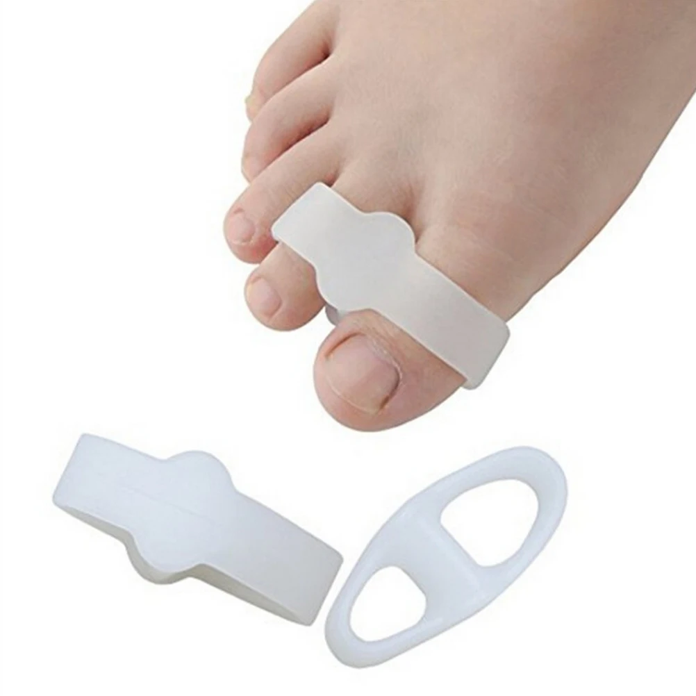 2 Stück Fuß Schmerz linderung Gel Kissen Hallux Valgus Pro Zehen abscheider Ausrichtung Silikon Einlegesohlen Bunion Image
