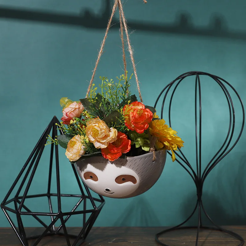 Keramik hängende Blumentöpfe Sukkulenten Pflanzer Chlor ophytum Blumen korb Blumentopf Cartoons Tier vase Garten dekoration Image