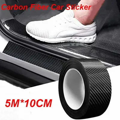 1PC Carbon Faser Auto Aufkleber Einfügen Schutz Streifen Auto Sill Rückspiegel Anti Scratch Band Image
