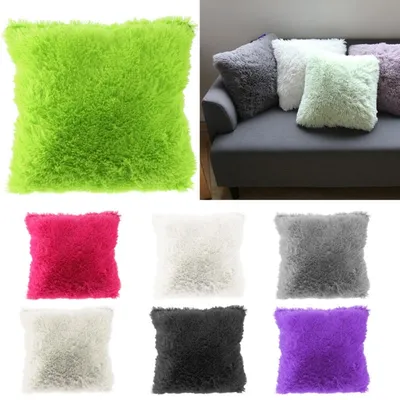 Weicher Kunstfell-Kissenbezug, Plüsch-Kissenbezug, rosa, blau, lila, warm, für Wohnzimmer, Schlafzimmer, Sofa, dekorativer Kissenbezug, 40 x 40 cm Image