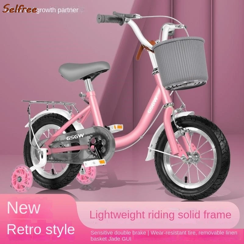 Selfree Kinder fahrrad Mädchen 3 ein 6-8-9 Jahre alt 10 Prinzessin Modell faltbarer Kinderwagen Baby Pedal Fahrrad mit Hilfs rädern Image