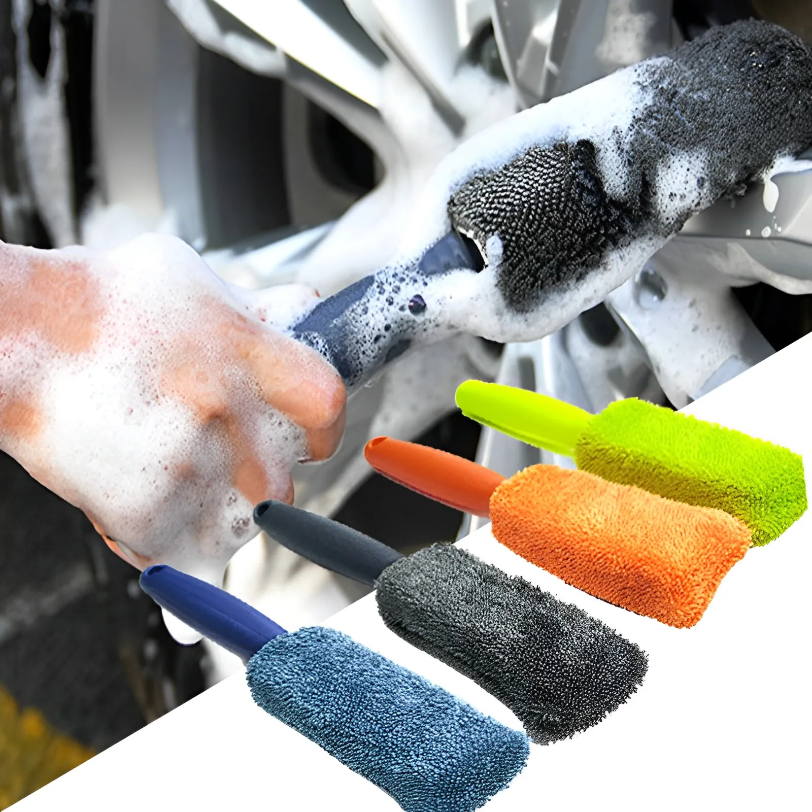 Auto Rad Felgen bürsten tragbare Mikro faser Auto Rad Reifen wäsche Detail lierung Bürsten Auto LKW Motorrad Fahrrad Reinigungs werkzeuge Image