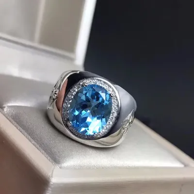 Royal Blau Topas männer der RING 925 silber angepasst ring größe neue empfohlen einfache ring