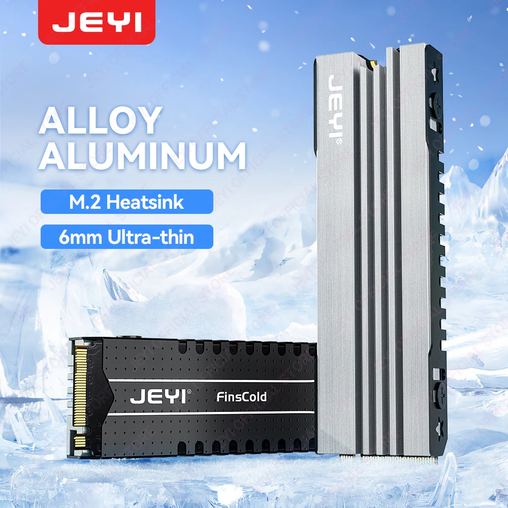 JEYI M.2 SSD-Kühlkörper, 2280 NVME NGFF SSD-Kühlung, Vollaluminium-Kühler mit thermischem Silikonpad für Motherboard/PS5 Image