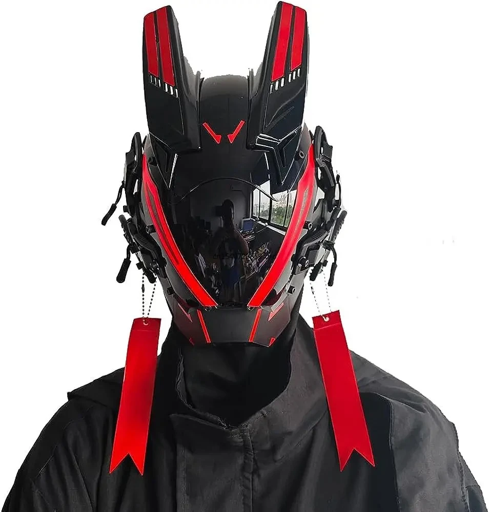 JAUPTO Punk-Maske für Männer, LED-Maske für Frauen, futuristische Punk-Techwear, Cosplay, Halloween, Fit, Party, Musik, Festival, Zubehör