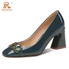 Prxdong neue Damenschuhe Mode Frühling Sommer Echt leder High Heel schwarz blau Kleid Büro Dame Pumps große Größe 34-41