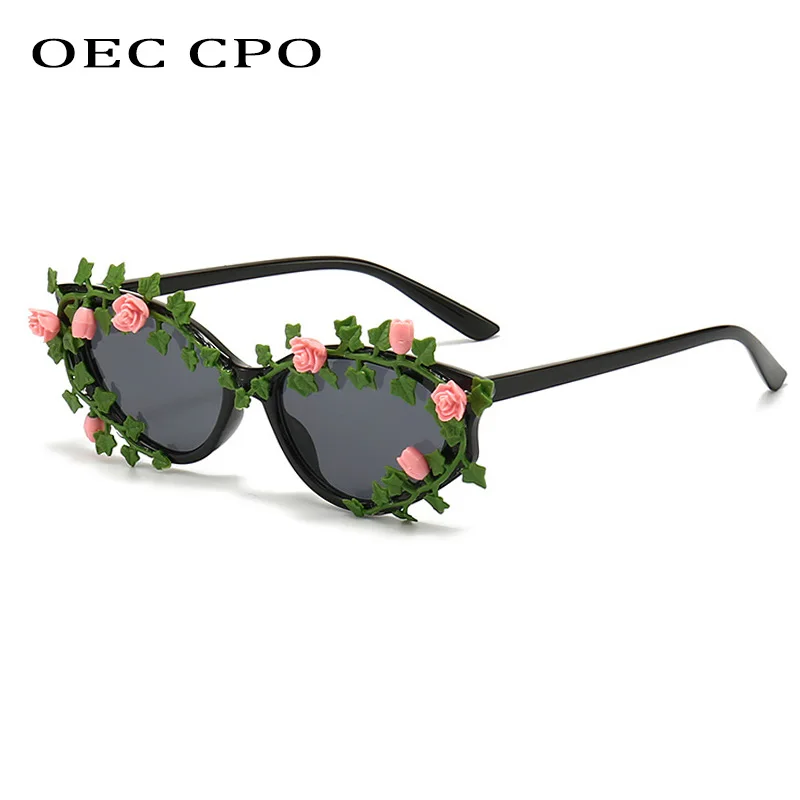 2025, Blume Cat Eye Sonnenbrille Frauen Mode Kleine Rahmen Punk Sonnenbrille Weibliche Marke Design Retro Shades Brillen UV400 Oculos Image