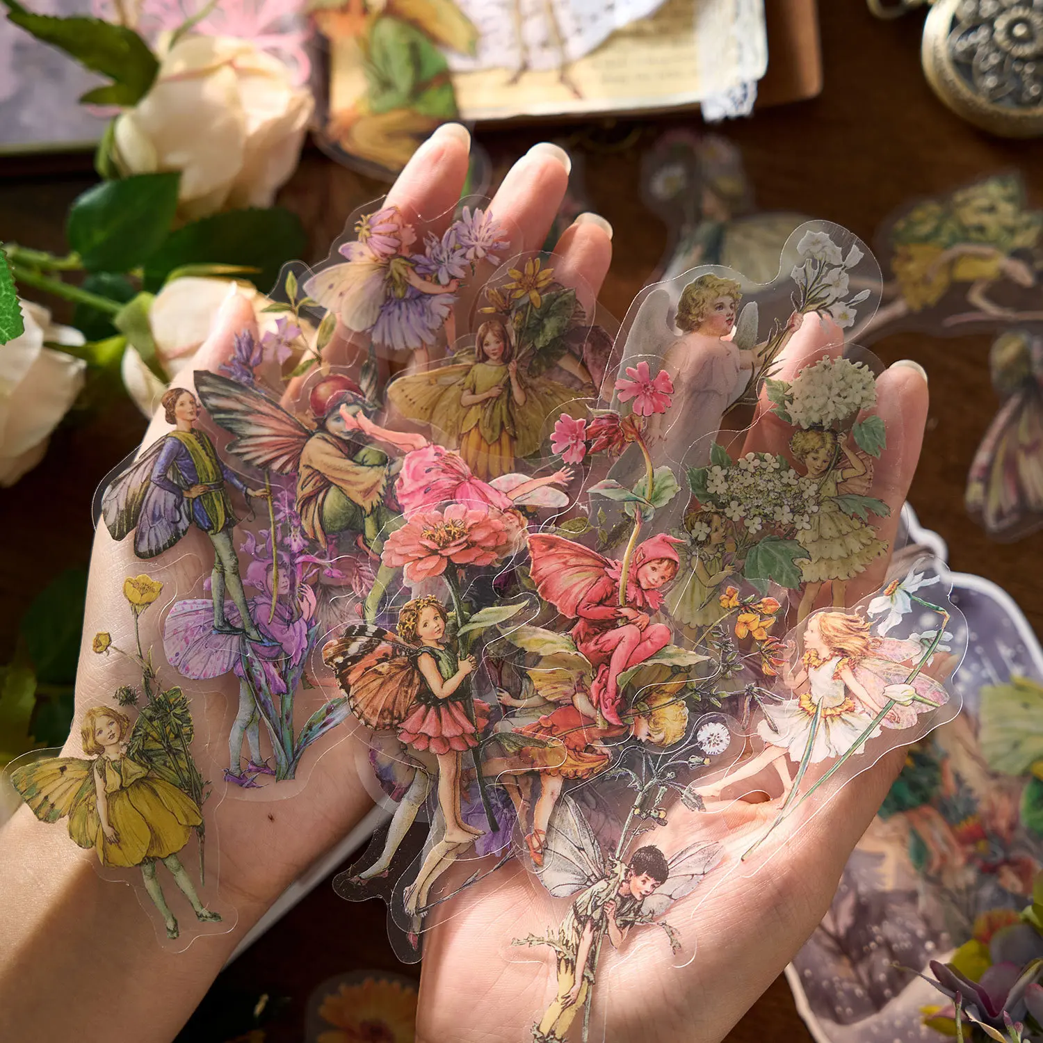20 Blatt Elf Century Series Aufkleber Schmetterling Maidenr Thema Dekor PET Aufkleber Scrapbook Kreative DIY Journal Collage Briefpapier Image