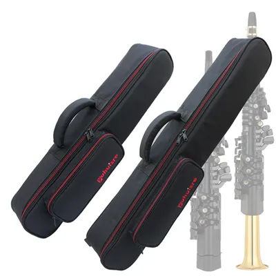 Portable Soprano Saxophone Case with Pouch Handle Shockproof Music Instrument Storage Bag Oxford