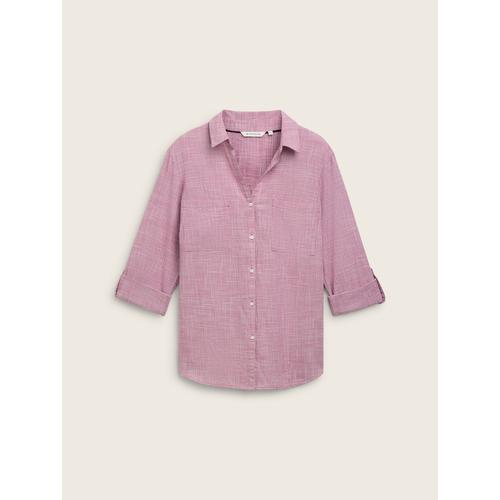 TOM TAILOR Damen Plus - Strukturierte Bluse, rosa, Uni, Gr. 48