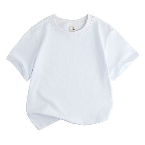 Unisex Jungen Mädchen 3D Feste Farbe T-Shirt Kurzarm Sommer Frühling Modisch Basic kinderkleidung 4-12 Jahre Rundhalsausschnitt Outdoor Casual Täglich Regular Fit Image