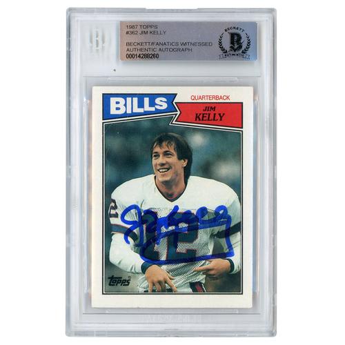 Jim Kelly Buffalo Bills signierte 1987 Topps #362 Beckett Fanatics bezeugte authentifizierte Rookie-Karte