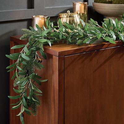 Christmas Leafy Olive Slim Garland - Grandin Road