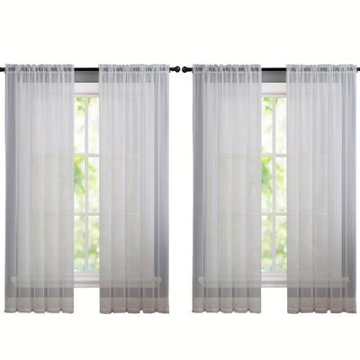 TEMU 4pcs Sheer Curtains 78.7 Inch Length For Living Room Bed Canopy - Rod Pocket Sheer Voile Curtain Panels For Wedding Party Backdrop Bedroom Living Room