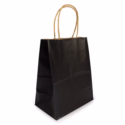Black Paper Merchandise Handle Bags 9 3/4 x 7 3/4