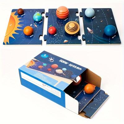 TEMU Science Exploration Toys, Solar System Board, Puzzle Board, Model, Micro Creative Toys, Fun And Educational Wooden Puzzle Games